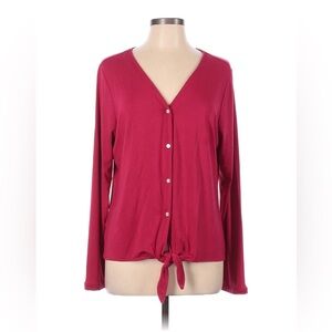 Tommy Bahama Women Large Pink button down tie front long sleeved shirt